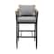 Armen Living Wiglaf Outdoor Patio Counter Height Bar Stool in Aluminum and Teak with Gray Cushions 840254333048 - alternate 5